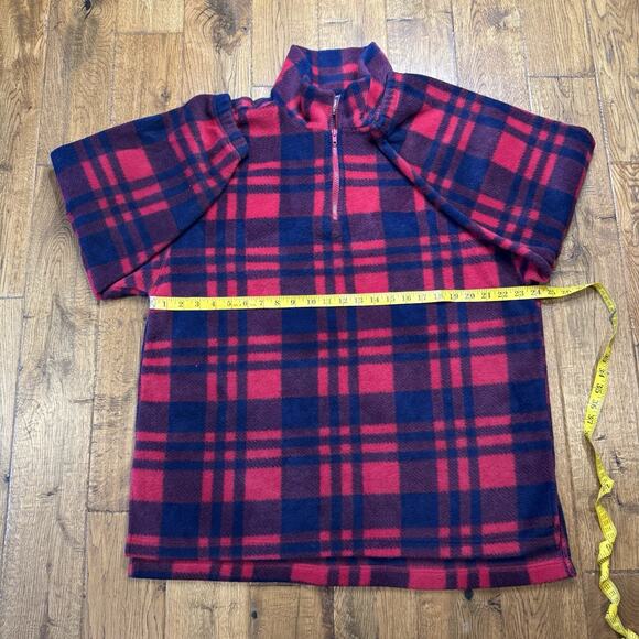 VTG Denim Closet Red & Black Buffalo Plaid Fleece Half Zip Sweater Womens Sz L - Picture 3 of 5